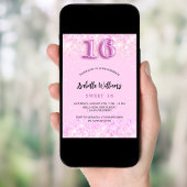 Invitation Sweet 16 confetti rose fête fille