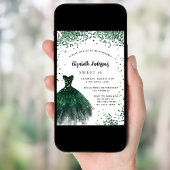 Invitation Sweet 16 couleur vert émeraude parties scintillant