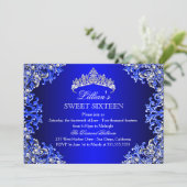 Invitation Sweet 16 Couronne de Damas Bleu (Debout devant)