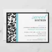 Invitation Sweet 16 Damas moderne avec bordure, bleu (Devant)