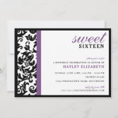 Invitation Sweet 16 Damas moderne avec bordure, violet (Devant)