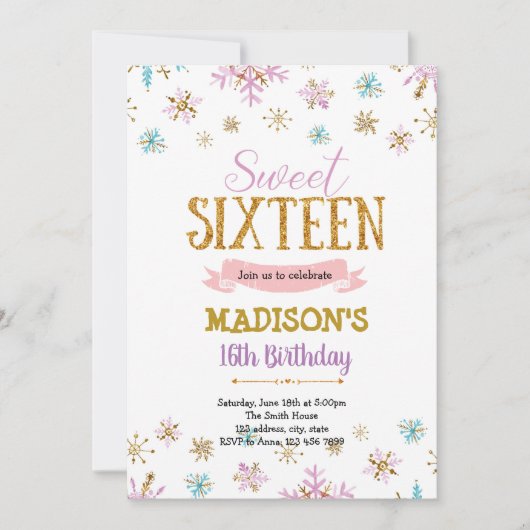 Invitation sweet 16 d'hiver (Devant)