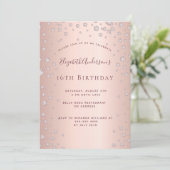 Invitation Sweet 16 diamants roses en or (Debout devant)