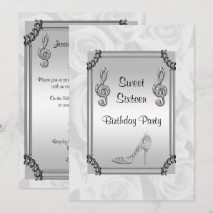 Invitation Sweet 16 Diamond Music Note, Stiletto &