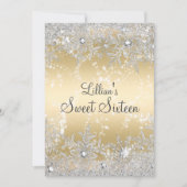 Invitation Sweet 16 Diamond Snowflake Gold Winter Wonderland (Devant)