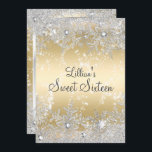 Invitation Sweet 16 Diamond Snowflake Gold Winter Wonderland<br><div class="desc">Gold & Silver Winter Wonderland Sweet 16 Anniversaire Invitation. Design élégant de flocon de neige en diamant. Remarque : Toutes les images plates,  Ils n'ont pas de vrais bijoux!</div>