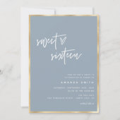 Invitation Sweet 16 Écriture Moderne Or Poussière Bleu Annive (Devant)