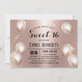 Invitation Sweet 16 Elégant Rose Gold & Silver Photo Annivers (Dos)