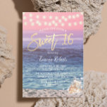 Invitation Sweet 16 Elégant rose Plage Mason Jar String Lumiè<br><div class="desc">Sweet 16 Beach Mason Jar String Éclairage Invitations.</div>