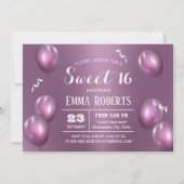 Invitation Sweet 16 Élégante fille photo violette 16e anniver (Dos)