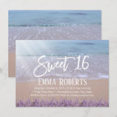 Invitation Sweet 16 Elégante Lavender Plage Florale Anniversa (Devant / Derrière)