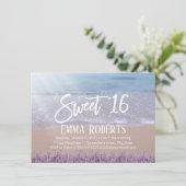 Invitation Sweet 16 Elégante Lavender Plage Florale Anniversa (Debout devant)