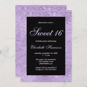 Invitation Sweet 16 Élégante Purple Shimmer fête d'anniversai