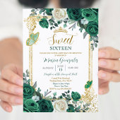 Invitation Sweet 16 Emerald Green Butterfly Anniversaire