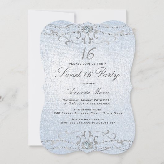 Invitation Sweet 16 en Damassé Diamant Brillance B (Devant)