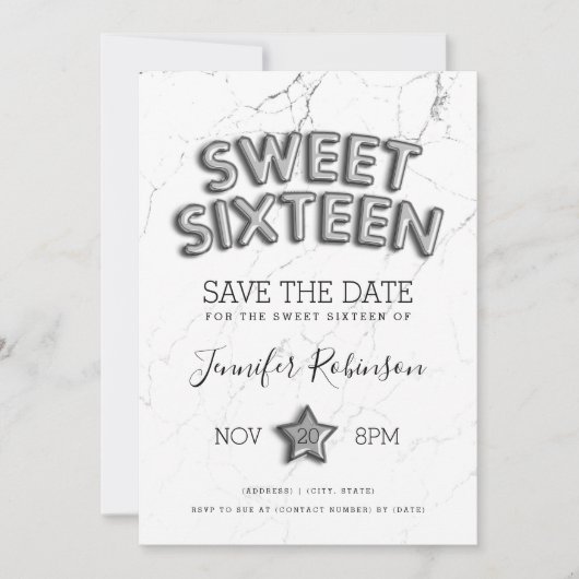 Invitation Sweet 16 Enregistrer La Date Parties scintillant B (Devant)