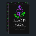 Invitation Sweet 16 Été Neon Tropical Flamant rose Fête Lumin<br><div class="desc">Sweet 16 Invitations avec Confetti Lumineuse Conçu par Dream Big Digital Design</div>