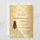 Invitation Sweet 16 étoiles de robe or (Devant)