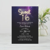 Invitation Sweet 16 Étoiles d'été Sparkler fête d'anniversair (Debout devant)