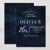 Invitation Sweet 16 Étoiles Nuit Anniversaire Sous Les Étoile (Devant / Derrière)