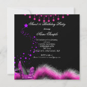 Invitation Sweet 16 Étoiles violet rose haute talons fête (Dos)
