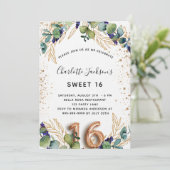 Invitation Sweet 16 eucalyptus verdure parties scintillant lu (Debout devant)