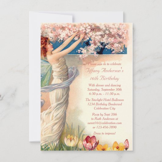 Invitation Sweet 16 Fée Vintage (Dos)