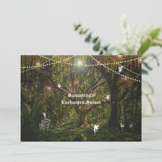 Invitation Sweet 16 Fées de Forêt Enchantées Fleurs de lapin (Debout devant)