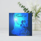 INVITATION SWEET 16 FÊTE D'ANNIVERSAIRE, AQUA BLUE BLACK DAMA (Debout devant)