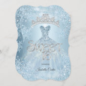 Invitation Sweet 16 fête d'anniversaire Icy Blue Snowflake hi (Devant / Derrière)