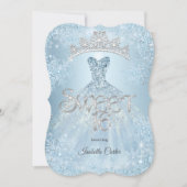 Invitation Sweet 16 fête d'anniversaire Icy Blue Snowflake hi (Devant)