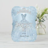 Invitation Sweet 16 fête d'anniversaire Icy Blue Snowflake hi (Debout devant)