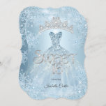 Invitation Sweet 16 fête d'anniversaire Icy Blue Snowflake hi<br><div class="desc">Cendrillon Icy Blue Princess Sweet 16 Anniversaire 16e fête d'anniversaire. Tiara Snowflakes Robe Winter Wonderland et blanc dentelle argent étoiles parties scintillant brillant. Joli adorable Veuillez noter : pas de véritable dentelle ou bijoux/pierres précieuses. N'importe quel âge Anniversaire. Customisez avec vos propres détails. Tous les Designs sont Copyright! Contenu et...</div>