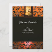 Invitation SWEET 16 FÊTE D'ANNIVERSAIRE JAUNE BLACK DAMASK Go (Dos)