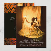 Invitation SWEET 16 FÊTE D'ANNIVERSAIRE JAUNE BLACK DAMASK Go (Devant / Derrière)