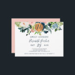 Invitation Sweet 16 fête d'anniversaire moderne à fleurs aqua<br><div class="desc">Rose poudré, bleu pastel, crème ivoire, pêche et fleurs de pivoine bohèmes navy avec feuillage de verdure vert sauge et un cercle métallisé faux or cuivre brillant rond faisant une invitation de fête d'anniversaire sweet sixteen / tout âge moderne et glamour avec une typographie script tendance chic entièrement modifiable. Convient...</div>