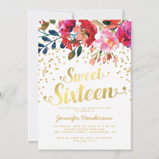 Invitation Sweet 16 fête d'anniversaire | Parties scintillant (Devant)