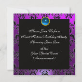 INVITATION SWEET 16 FÊTE D'ANNIVERSAIRE ROSE BLEU BLEU DAMASK (Dos)