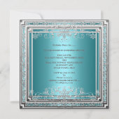 Invitation Sweet 16 fête d'anniversaire Turquoise bleu argent (Dos)