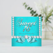 Invitation Sweet 16 fête d'anniversaire Turquoise Blue Aqua P (Debout devant)
