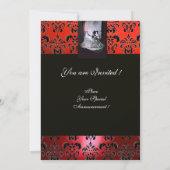 INVITATION SWEET 16 FÊTE, ROUGE, BLACK ET OR DAMASK (Dos)
