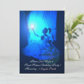 INVITATION SWEET 16 FÊTE, SAPPHIRE BLUE, BLACK DAMASK (Debout devant)