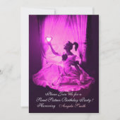 INVITATION SWEET 16 FÊTE, VIOLET FUCHSIA BLACK DAMASK (Devant)