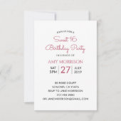 Invitation Sweet 16 Fleur sauvage rose fête d'anniversaire (Dos)