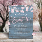 Invitation Sweet 16 Fleurs de fleurs de cerisier rustique ble