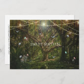 Invitation Sweet 16 Fleurs de Forêt Enchantées Papillons Invi (Devant / Derrière)