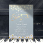 Invitation Sweet 16 Fleurs de marguerite bleu moderne Dusty<br><div class="desc">Sweet 16 Moderne Dusty Blue String Lights Daisy Flowers Invitations.</div>