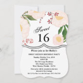 Invitation Sweet 16 Fleurs florales blanches d'Invitation d'a (Devant)