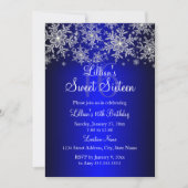 Invitation Sweet 16 Flocon de Neige Argent Bleu Ro (Devant)