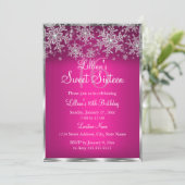Invitation Sweet 16 Flocon de Neige Argent Rose Ch (Debout devant)